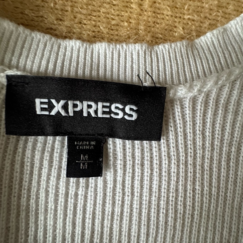Express Ivory Ribbed Knit Top - Picture 2 of 3